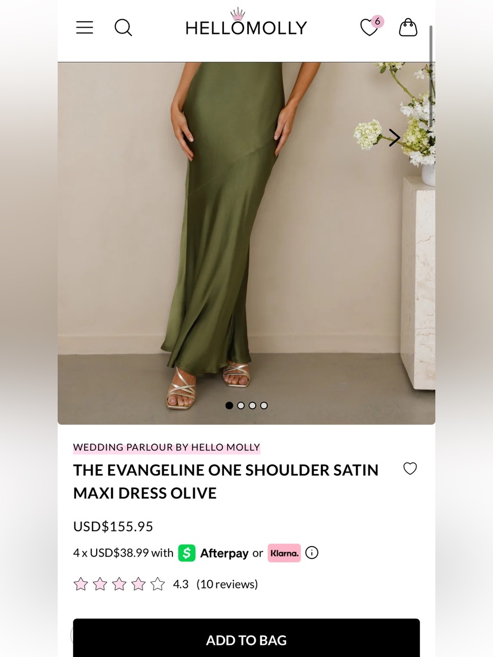 Hello Molly The Evangeline One Shoulder Satin Maxi Dress Olive - S - Picture 5 of 6
